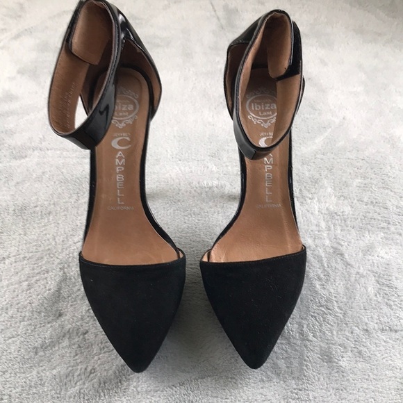 Jeffrey Campbell Black Suede & Leather Solitaire Heels Size 7 - Picture 1 of 13